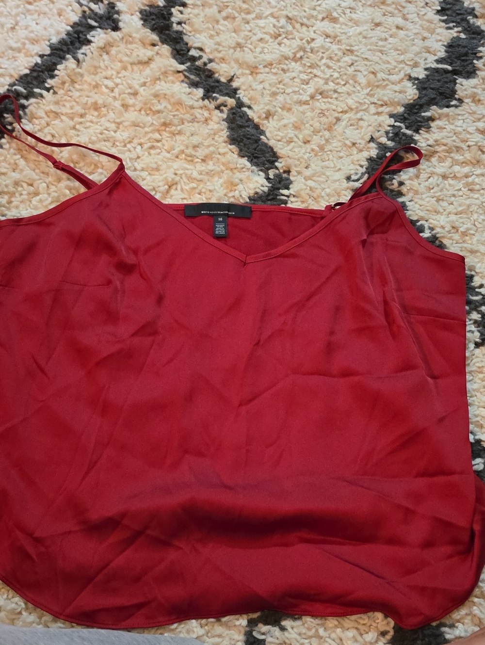 White House Black Market Burgundy Satin V-Neck Camisole